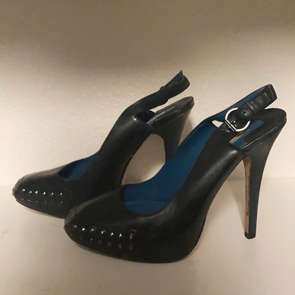 Max Studio "Indie" Black Platform Slingback Heel